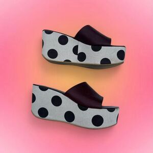 RARE VINTAGE TAPEET by VICINI POLKA DOT PLATFORM SLIDES